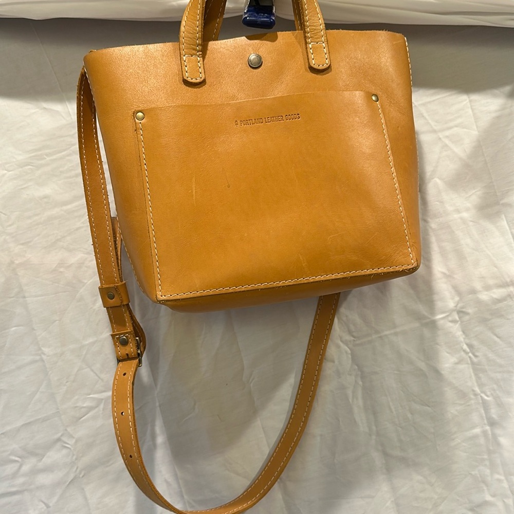Portland Leather | Mini Crossbody Tote in Sunflower Yellow